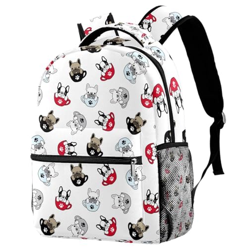 Sac à dos d'école carlin mignon pour adolescents et enfants multicolore