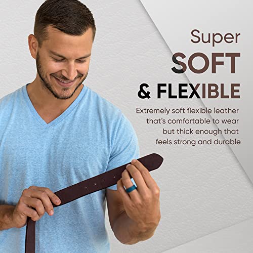 Prospero Comfort - Full-Grain Leather Belt for Men, Genuine Cowhide Men’s Belts Leather, Men Belts for Jeans and Trousers, Casual Belts for Men, 38mm or 1.5 in Brown Belt Men’s Size 38