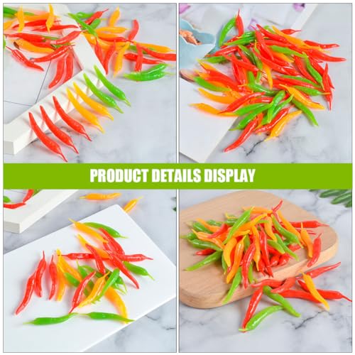 Alasum 24pcs Artificial Chili Fake Pepper Colorful Chili for Decoration Faux Vegetables Photo Props Home Kitchen Decoration Children Teaching Props