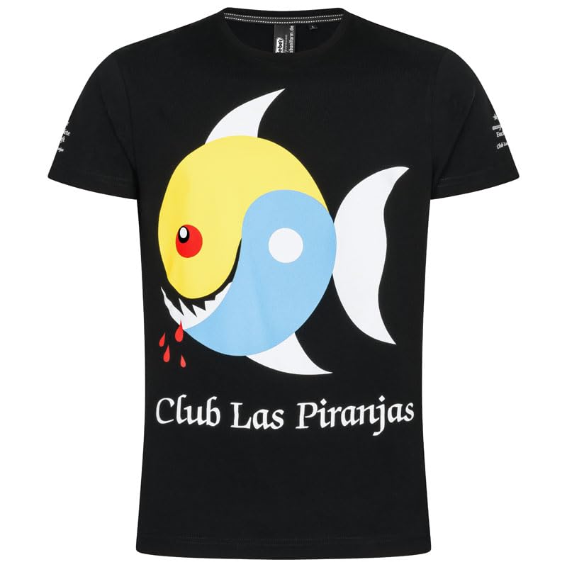 T-shirt Club Las Piranjas en coton Supima de voyage noir pour homme et femme coupe classique