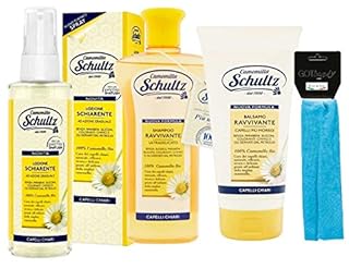 Schultz - linea trattamento cappelli,Lozione Schiarente spray 150ml,Shampoo Ravvivante Ultra delicato,Balsamo Ravvivante Capelli Chiari 200ml più fascia per cappelli elastica
