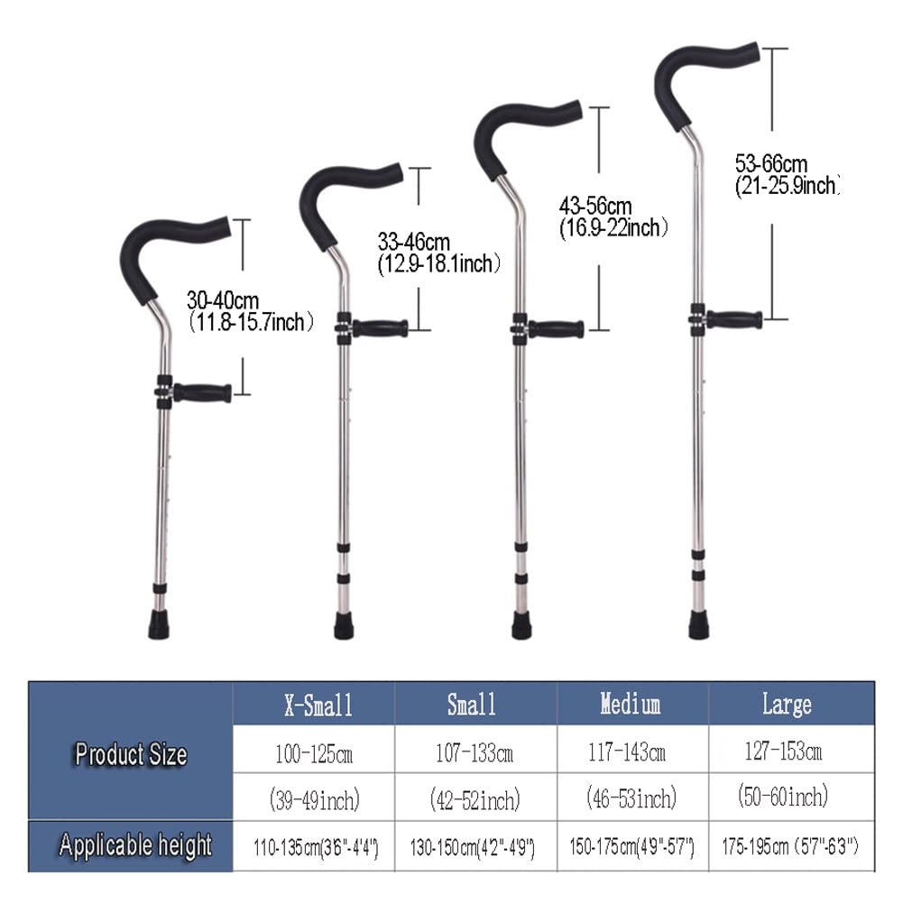 Muletas Plegables para Caminar, Muleta Axilar Adultos, Mango Ergonómico, 1 Unidad, Soporta hasta 100kg (Size : XS)