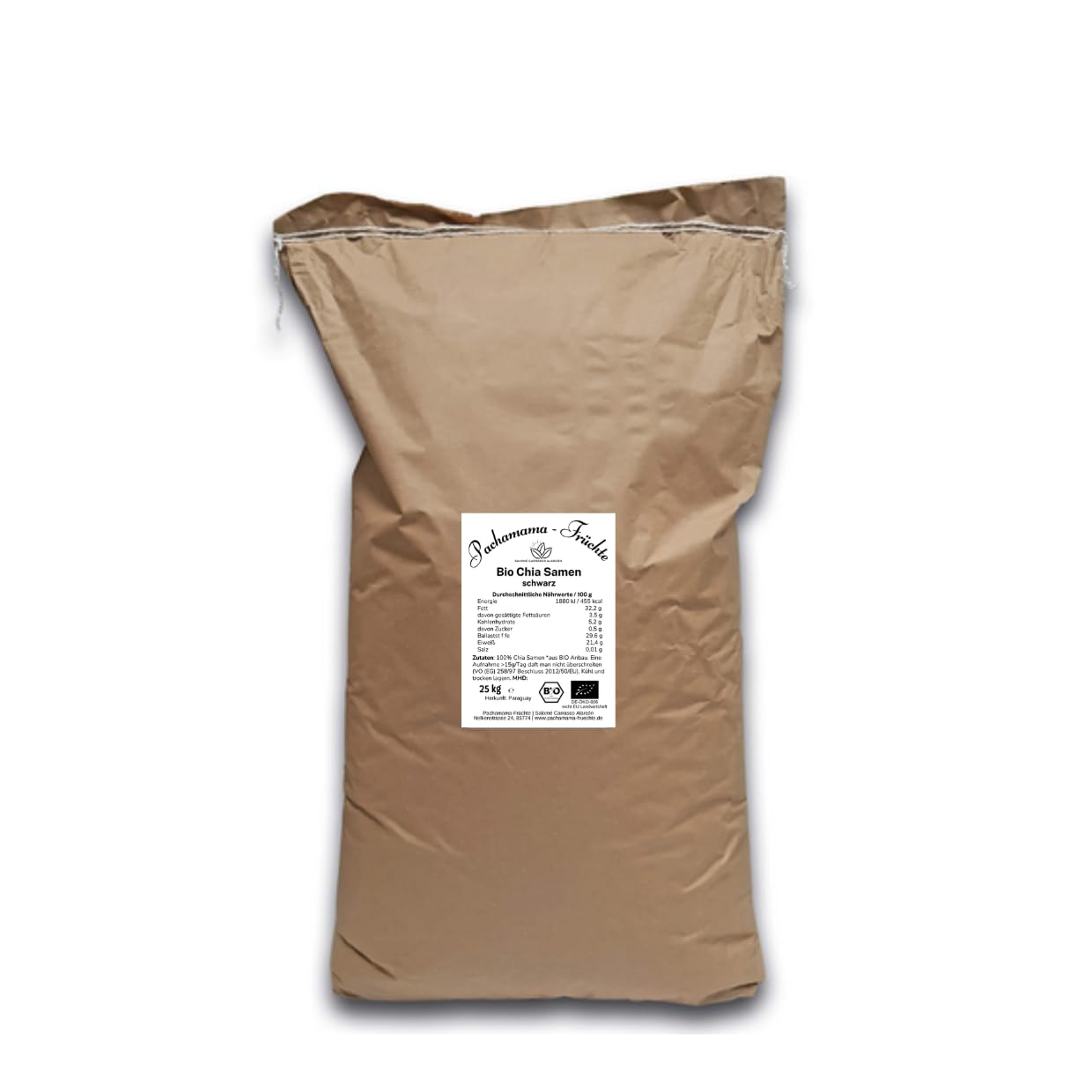 25 kg BIO Chia Samen | schwarz | Vegan | Ohne Gentechnik | aus Paraguay