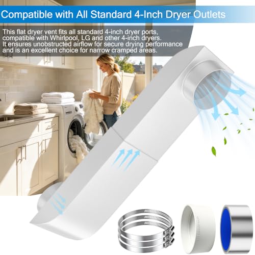 Upgraded Periscope Dryer Vent, 9.5–14.5 Inch Adjustable Low Profile Telescoping Dryer Vent Connector Kit, 4 Inch Flat Slim Duct Outlet for Whirlpool & Tight Narrow Spaces by GTACASS - Used condition - Image 5