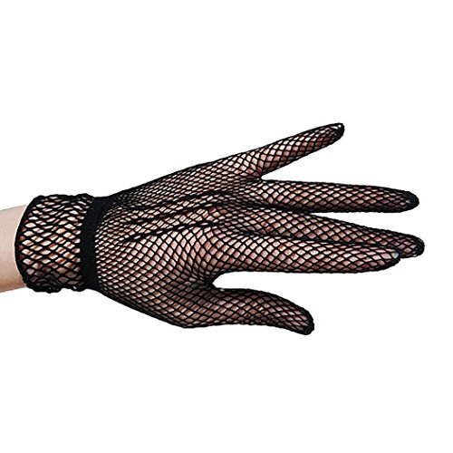 Boomboom Women Summer UV-Proof Wedding Party Mesh Fishnet Gloves (Black)