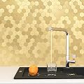 BeNice Peel and Stick Backsplash Hexagon for Kitchen 3D Adhesive Metal Wall Tile Stickers 10pcs Gold