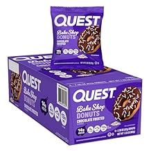Quest Nutrition Bake Shop, Chocolate Frosted Donuts, 14g Protein, Less than 1g Sugar, Protein Snack, Low Sugar, 9 Count