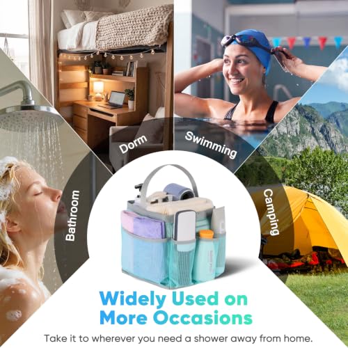 Image of EUDELE Mesh Shower Caddy Portable, 8-Pocket Large Capacity, Quick Dry, Easy Clean, for Beach, Swimming, Gym, Travel