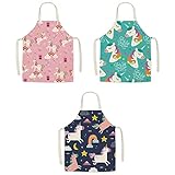 El regalo perfecto: el juego incluye 3 delantales de unicornio para niños, el delantal y gorro de cocinero es un fantástico regalo que es adecuado para las vacaciones de los niños, cumpleaños y regalos de Navidad.