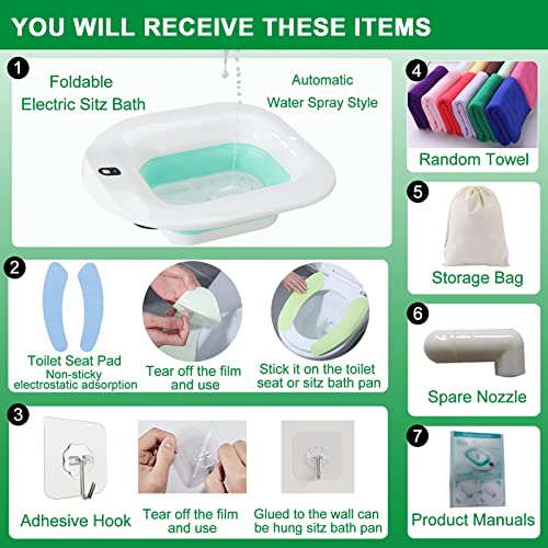 Yyysitz Sitz Bath, Electric Sitz Bath For Hemorrhoids, Sitz Bath For Toilet Seat, Postpartum Care Bowl, Sits Bath Soak Tub For Women Men, Sitz Baths Salts Pan, Butt Bath Basin, Portable, Green #TOP2