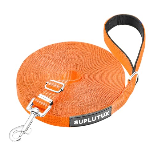 Guinzaglio per Cani, Lunghina per Cane 30 Metri, Guinzaglio Addestramento Regolabile con Impugnatura Imbottita, Ideale per Allenamento, Passeggiate e Attività Outdoor (Arancione,30m/98ft)