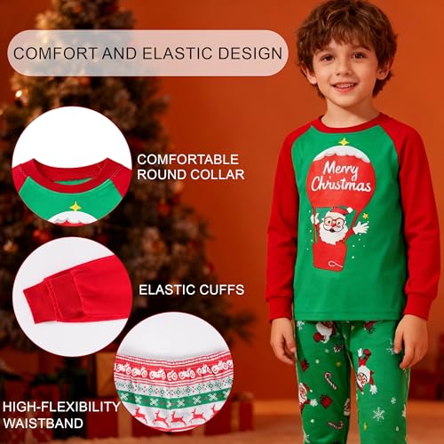 GRPSKCOS Boys Christmas Pajamas 4 Piece Toddler Kids Sleepwear Boys Long Sleeve Pajamas Winter Nightwear Age 2-12 Years(02 Hot Air Balloons+Astronauts 11 Years) — view 5