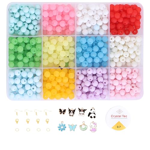 Image of Ambitieux DIY Bracelet Making Kit for Girls - 12 Types Colorful Beads with Charms, Elastic Thread, Earrings, Clasps & Rings - Jewellery Craft Kit for Kids, Birthday Return Gift, Rakhi Special Set for 2 3 4 5 6 7 8 9 10 years (6mm Moon matt)