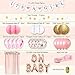 Ola Memoirs Premium Baby Shower Decorations for Girl Party Kit- It's A Girl Banner, Baby Pink Fringe Backdrop, Rose Gold OH BABY Foil Balloons, Pink and White Honeycomb Balls, Lanterns, Latex Balloons