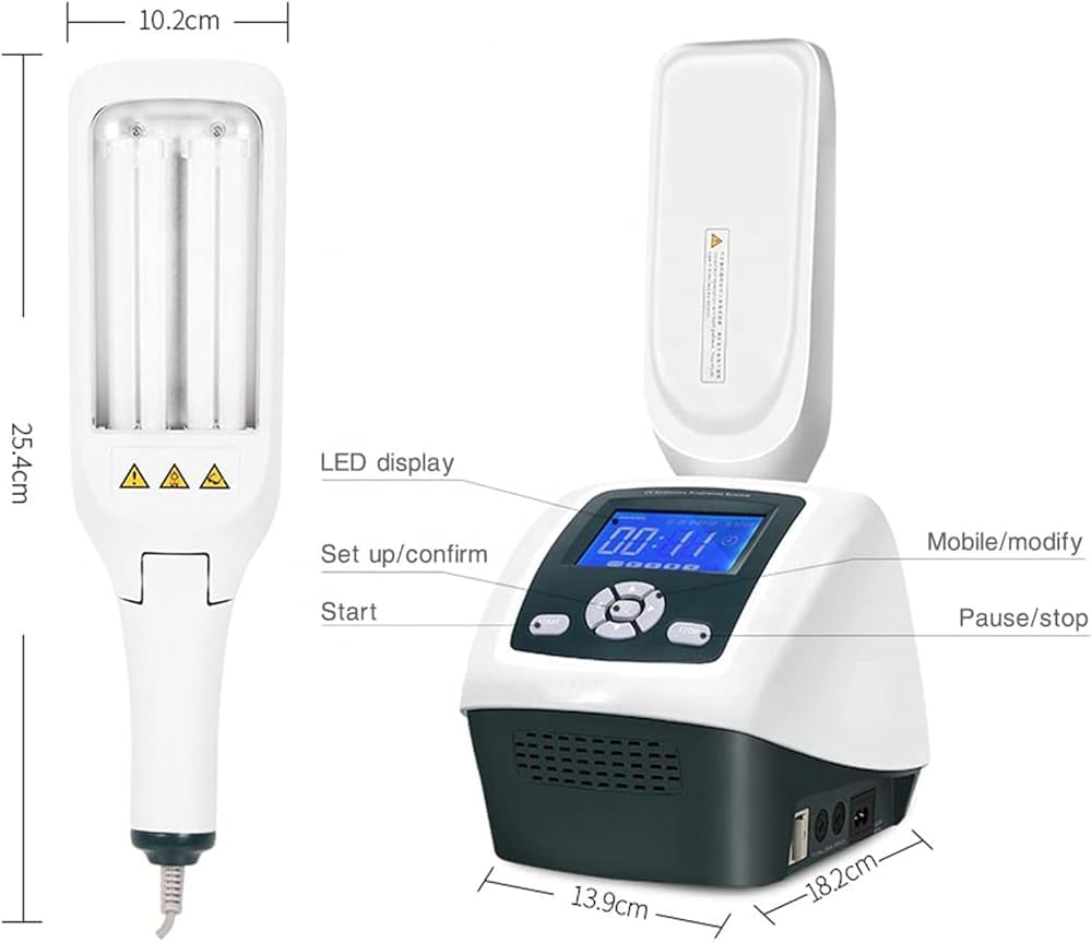 Lampada UV per fototerapia a banda stretta 311nm, terapia della luce UVB con due lampadine, area di iradiazione, con timer e display LCD, sicura ed efficace, per tutto il corpo
