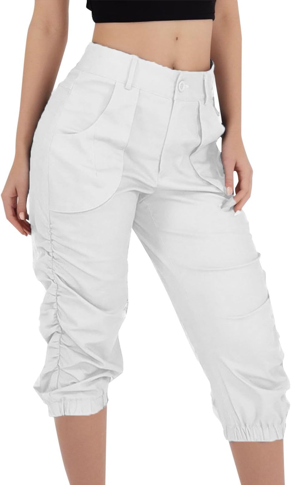 MKIUHNJ Wide Leg Trousers Women's Cut Trousers Soap Trousers for Women Loose Footbar Casual Pocket Trousers Leisure Trousers Women's Cargo Trousers Women's Baggy Outdoor Trousers Women's Cargo Shorts