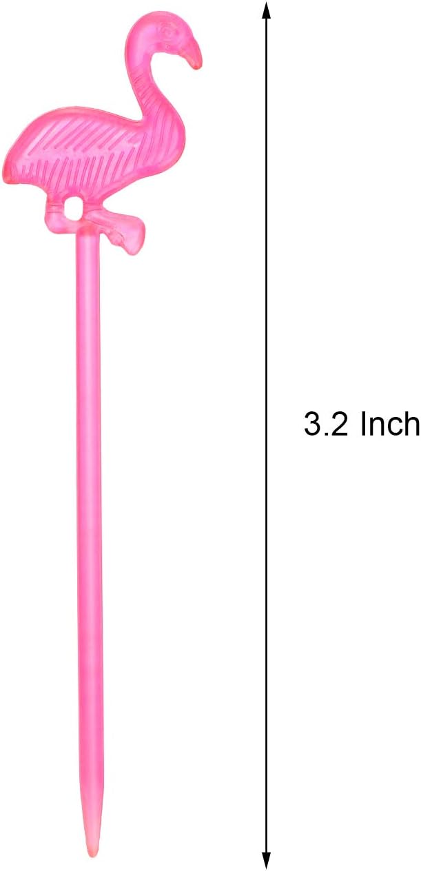 Boao 300 Pcs Flamingo Cocktail Picks Cupcake Toppers Drink Stirrers