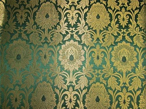 Tissu brocart vert émeraude et or Bro610 de 112 cm de large - 5
