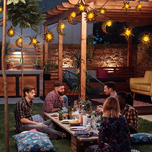 Tryme Outdoor Solar String Lights Patio Star Moon Sun Waterproof Led String Light Solar Powered Fairy Lights Starry 13Ft 153In 2 Lighting Modes For Garden Yard Porch Wedding Party Decor #TOP1