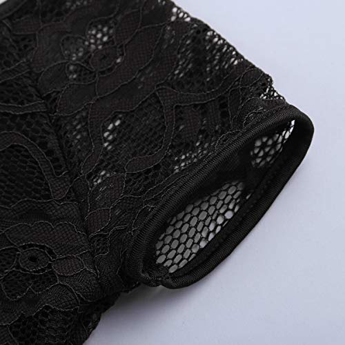 JEATHA Kids Girls One Piece Lace Splice Ballet Dance Costumes Gymnastics Leotard Bowtie Shaped Cutout Back Dancewear Black 10-12 - Thumbnail 2