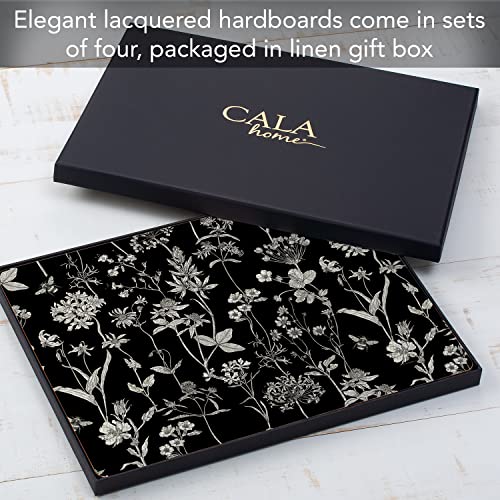 Cala Home Midnight Garden Decorative Hardboard Cork Back Tabletop Placemats 4 Pack Manufactured In The Usa, Heat Tolerant And Easily Wipes Clean #TOP6