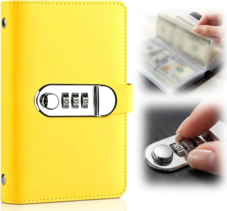 100 Envelope Savings Challenge Book with Password Lock, Yellow
