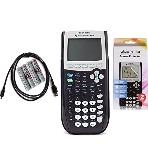 Texas Instruments TI 84 Plus Graphing Calculator with Guerrilla Military Grade Screen Protector Set, Certified Reconditioned by Texas Instruments - Used condition - US$89.39