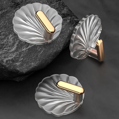 Image of 3 PCS Golden Flower Self Adhesive Wall Hooks Heavy Duty Stick On Decorative Hangers for Clothes Keys Bags Towels & Photo Frames Strong No Drill Wall Hook for Home Kitchen & Bathroom