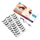 Goldrose 20 Pairs 10 Styles Long Thick Most Natural Looking Reusable Charming Cross Makeup False Eyelashes Fake Eye Lash Extension Handmade Soft