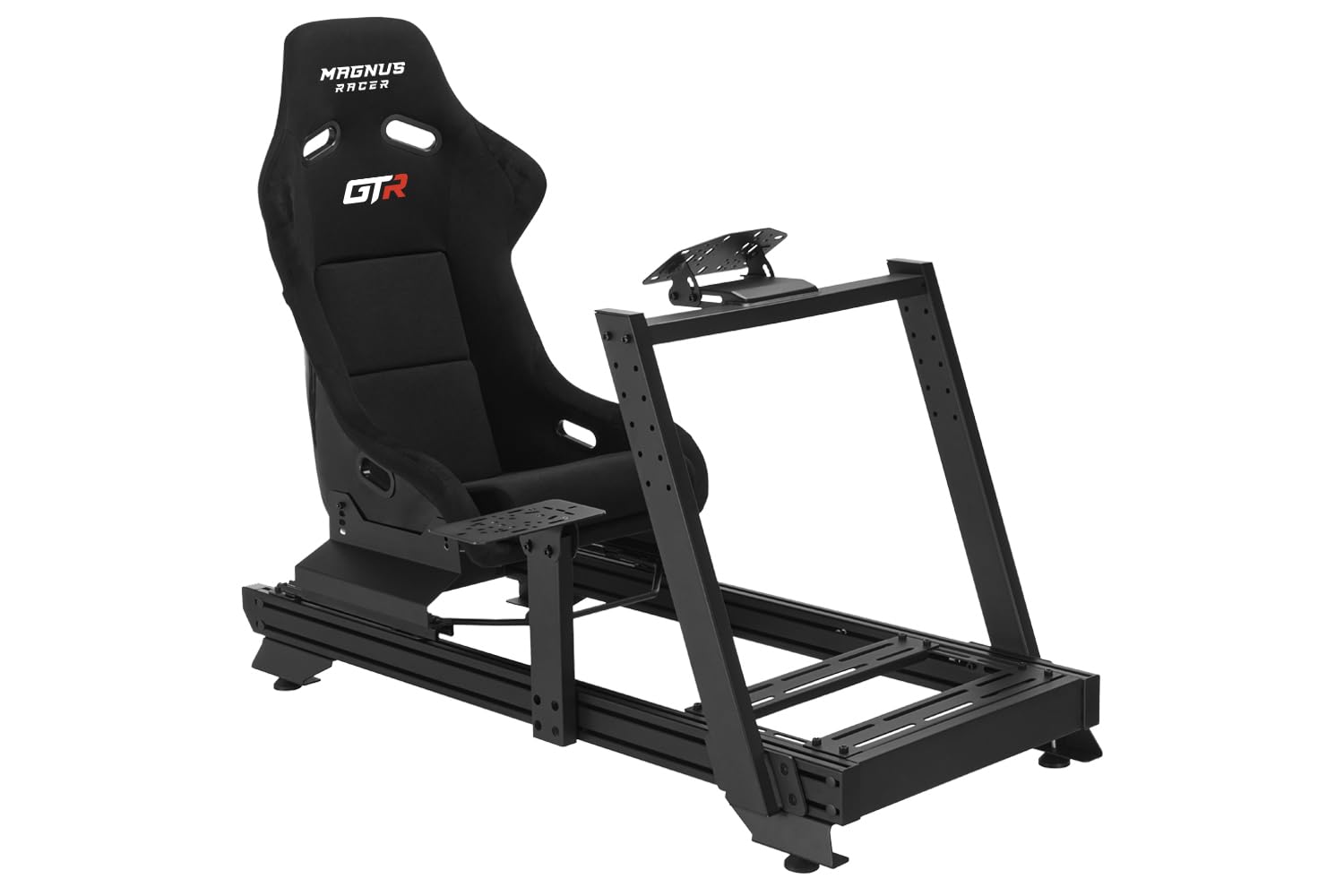 Indeca Cockpit Simracing Magnus Racer GTR con Asiento | Soporte para Volante, Pedales y Palanca de Cambios | Estructura de Aluminio y Acero | Ajustable y Estable