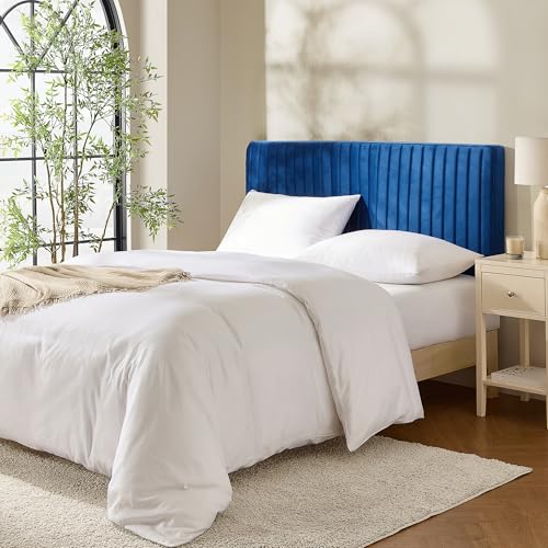 Hearth & Harbor Full Headboard Only, Floating Wall Mounted Headboard Full Size, Easy Assemble Upholstered Peel and Stick Headboards, 3D Soundproof Bed Wall Panels, Velvet Stick on Headboards, Navy by Hearth & Harbor - Image 8