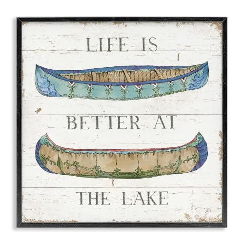 Weathered Canoes Lake House Nautical, 17 x 17 Inch Framed Giclée Print