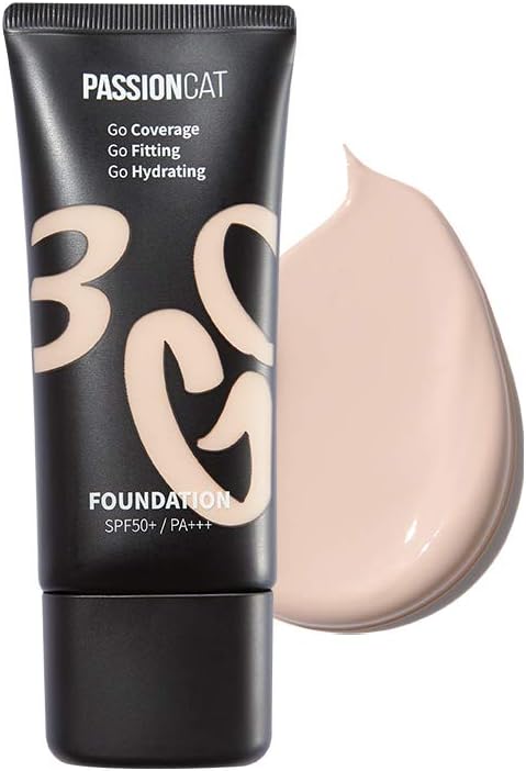 PASSIONCAT 3GO (Lightly fitting on skin, ultra coverage, Long Lasting) Foundation, No.1 Fresh Girl (Pink Beige, Cool Skin Tone), valentine day makeup