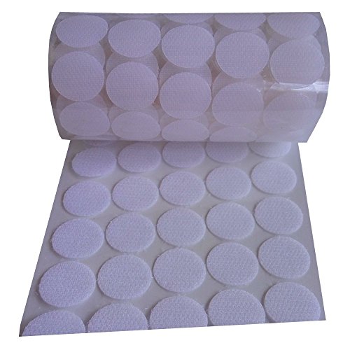 Homeabc 1000Pcs Loop Side Adhesive Tapes Sticky Back Coins, 3/4" Diameter, White #TOP2