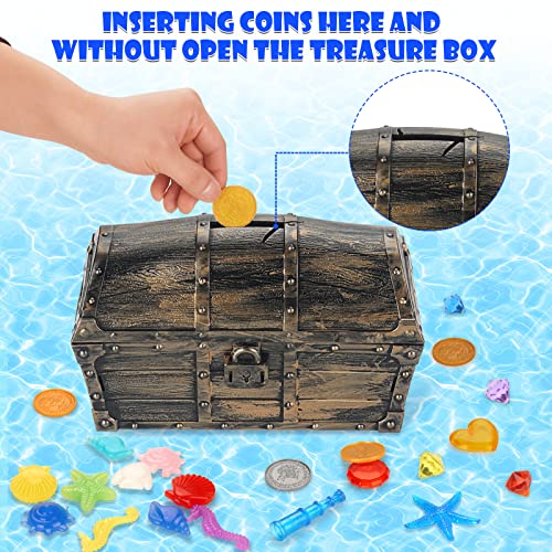 Huuidy Pool Diving Toys, 60Pcs Swimming Pool Toys For Kids Water Dive Gems, Diamonds, Octopus, Torpedo Bandits Diving Sticks Pool Treasure Chest Set, Underwater Pirate Treasures Games #TOP2