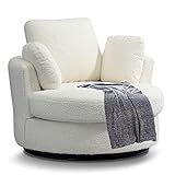 Gxcevsou 42.2" W Boucle Loveseat Sofa Swivel Barrel Chair for Bedroom with 3 Pillows, Mid Century Mo