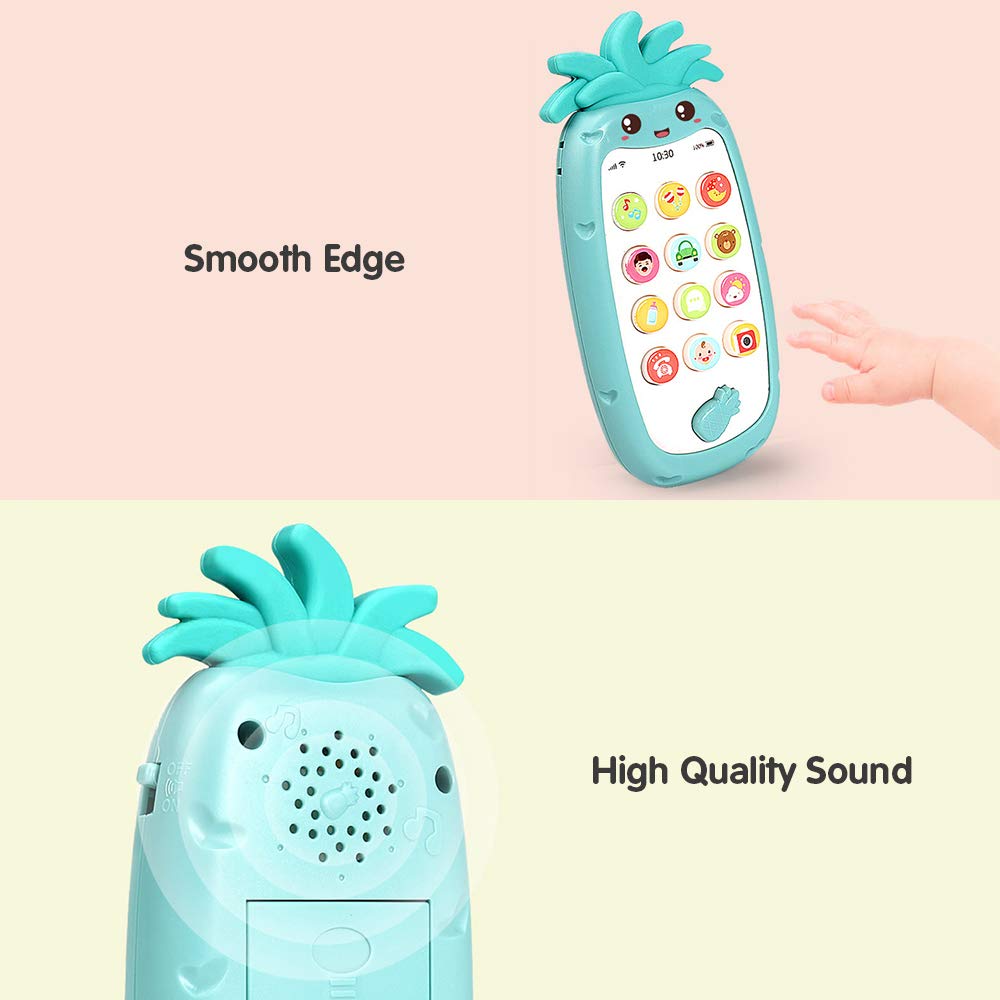 Walmeck Baby Cell Phone Toy Interactive Educational Musical Teether Smartphone with Light Music Various Sounds for Toddlers Boys Girls Orange Yellow Green — view 6