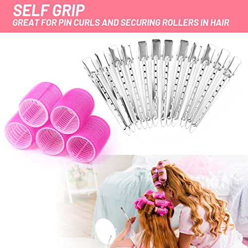 Hair Curlers Rollers, 12Pcs Big Hair Rollers Self Grip Holding Curlers With 12Pcs Stainless Steel Duckbill Clips For Long Medium Short Thick Fine Thin Hair Bangs Volume #TOP5