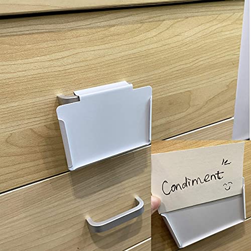 Clip Label Holder,Kitchen Organization Clips,Basket Bin Labels Clip for Kitchen Classroom Pantry,10 Pcs Holders and 100 Pcs White Blank Cards - Thumbnail 6