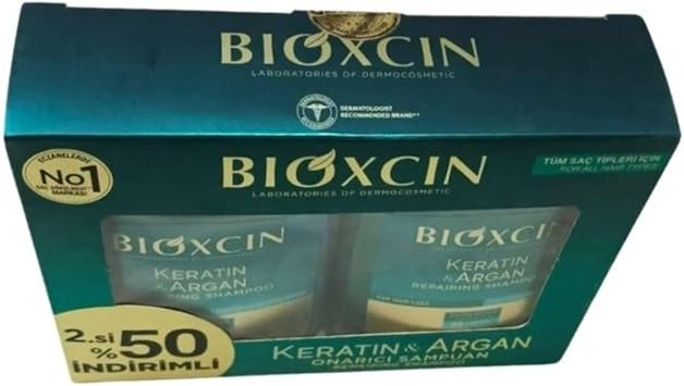 Bioxcin Keratin & Argan Onarıcı Şampuan 300 Ml 2'li Set, BKA300