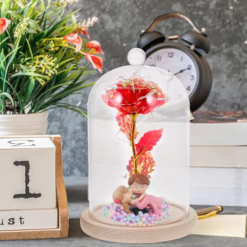 Cúpula de vidrio para centros de mesa con base de madera Happyyami transparente 7