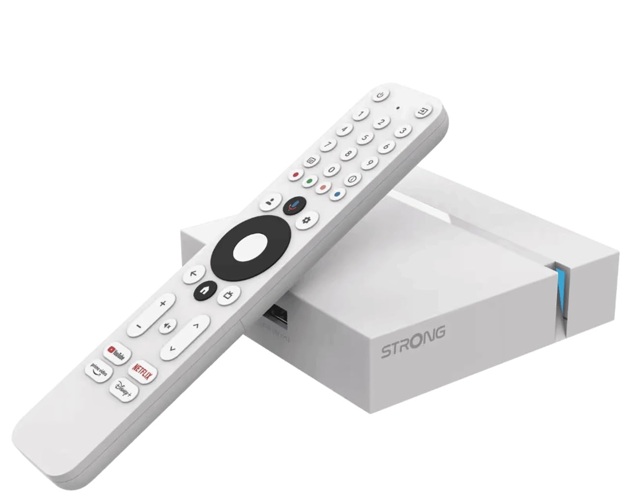 STRONG - Streaming Box Android TV + 4K UHD - Leap-S3+ - Chromecast Built-in - Compatible con la Asistencia Vocal Google - Dolby Atmos & Dolby Vision - Fácil de Instalar - Blanca