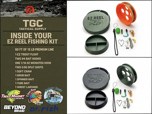 EZ Reel- Fishing Kit – Pocket Size Handline Fishing Reel | Ultimate Compact Rodless Reel Fishing Kit for Hiking, Outdoors, and Adventure.