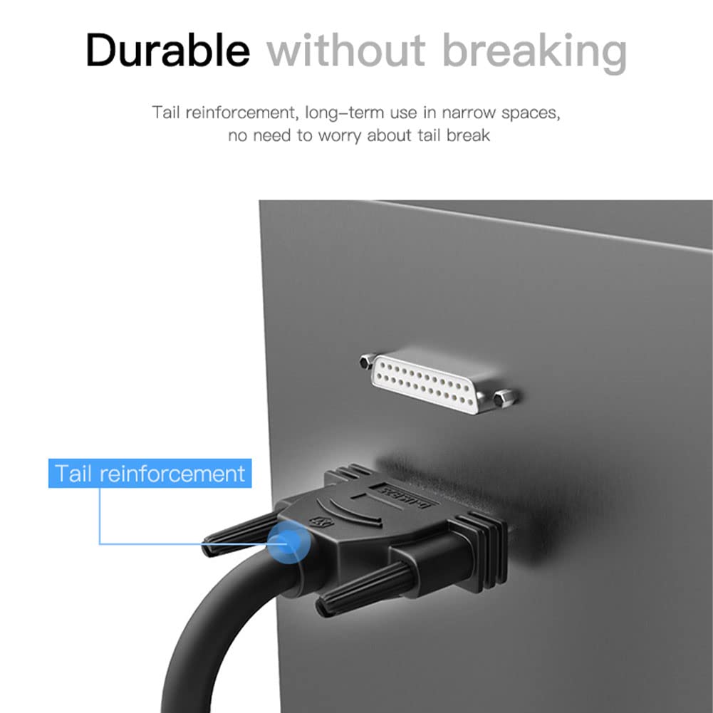 10FT DB25 Male to Female Serial Extension Cable, RS232 25Pins Gold Plated Connector Serial Port Cable for Printer