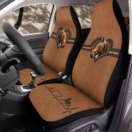 Camelliaa Shop Personalized Horse Lovers Front Car Seat Covers, horse seat covers, horse car seat covers (Style 2)