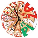 GETAJGHSD Orologio da Parete Rotondo Silenzioso 12 Pollici Motivo Pizza per Ristorante Hotel Camera da Letto Decorazione