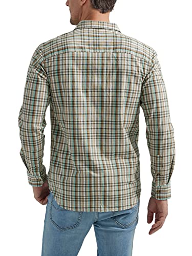 Lee Men's Extreme Motion All Purpose Long Sleeve Worker Shirt, Stone Mill Plaid #TOP1