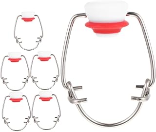 Beaupretty 6pcs Crimson Swing-top Bottle Caps for Beer and Beverage Glass Bottles, Stainless Steel Flip Cap with Leakproof Airtight Spring Closure, Replacement Swing Lids for Home Brewing