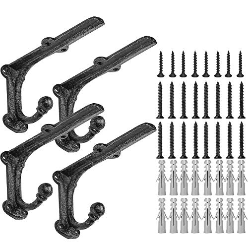 6 Inch Decorative Shelf Brackets-Heavy Duty Wall Brackets with Hooks Shelve Brackets Metal for Open Shelves Vintage Shelf Supports Farmhouse-4 Pack