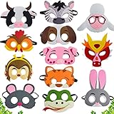 【Fácil de Usar】Cada máscara de animal tiene una banda elástica, y puede ajustar el tamaño para la comodidad del niño, de modo que los niños puedan usar máscaras de animales cómodamente y jugar felices.